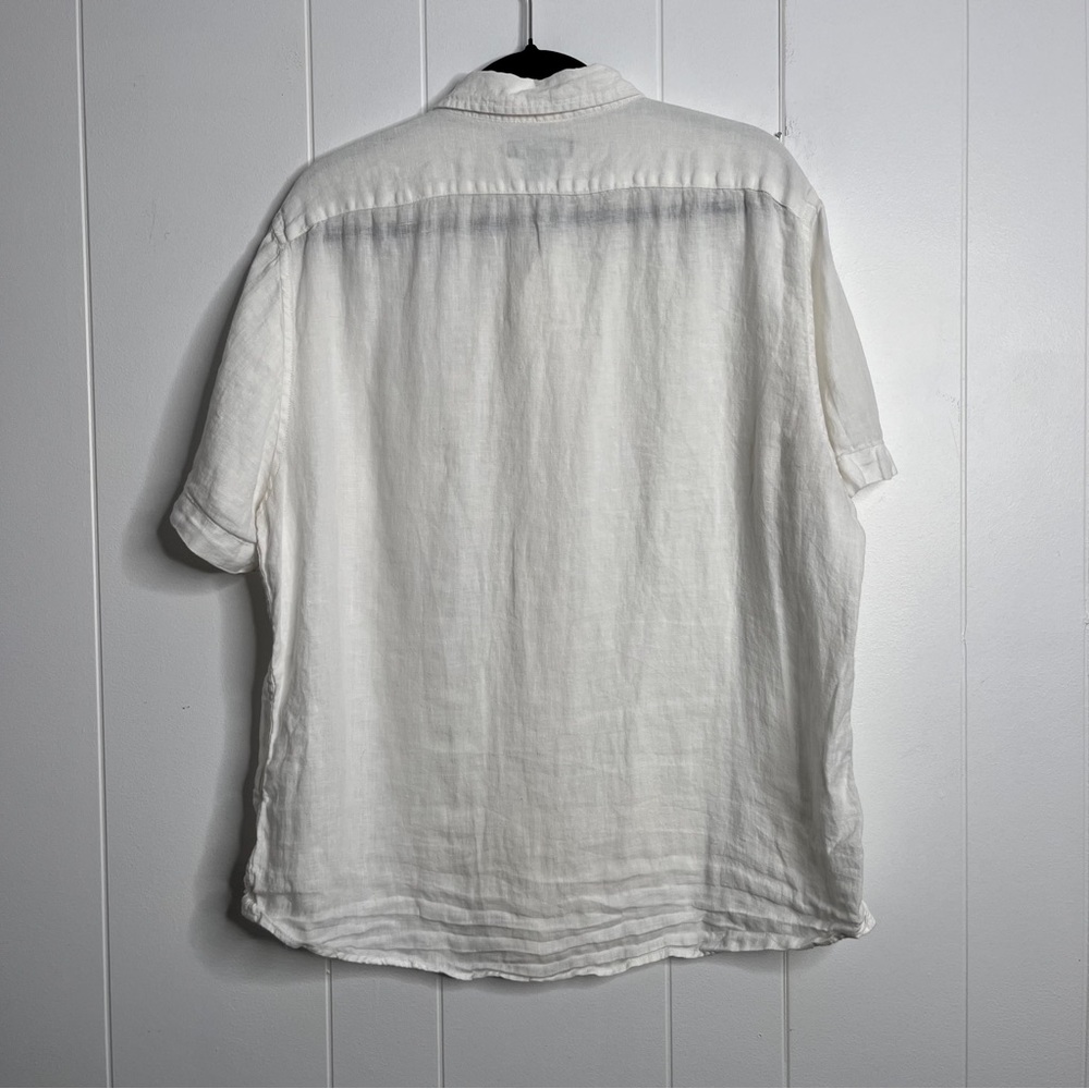 Banana Republic 100% Linen Short-sleeve Shirt Men's L White - Picture 2 of 8